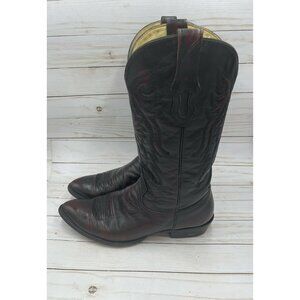 Corral Boots Mens 11 D Leather Cowboy Pull On Style Dark Burgundy Western Rodeo